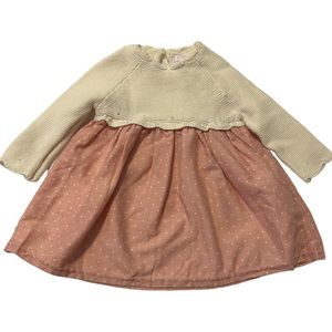 Shabby Chic baby girl’s pink and cream sweater dress size 6-9 Mo